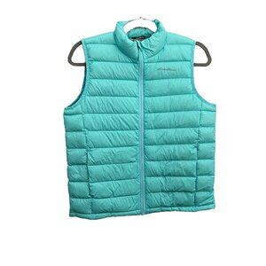 Eddie Bauer Puffer Vest Duck Down Filled Kids L 14 Mint Green